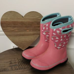 BOGS Girls Snow Boots Pink with Rainbows